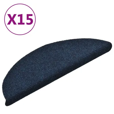 Obrázek produktu pro Schodové rohože samolepicí 15 ks 56 x 17 x 3 cm tmavě modré půlkulaté