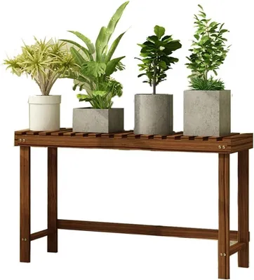 Imagen del producto de Soporte para plantas de madera, escalonado, de 58x25x45 cm, ideal para balcones y salones