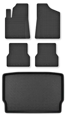 Produktbild von Gummimatten + Kofferraumwanne für Peugeot 208 II 2019- (Notrad) – Schwarz, Semi-Universal, angepasst – Wielganizator Semi-Universal