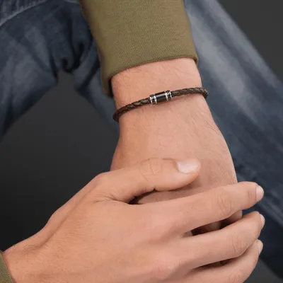 Produktbild von BRAUNES CARBON-Lederarmband: 190 mm PEAGB0079403