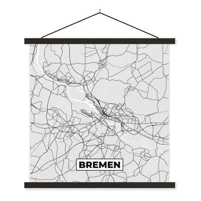 Produktbild von MuchoWow® Textilposter Bremen - Karte - Stadtplan - Deutschland 60x60 cm mit schwarzem Rahmen - Posteraufhänger