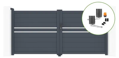 Produktbild von Flügeltor 3m CIMONE H.140cm Aluminium + BUNKER B500 Motorisierung