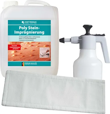 Produktbild von HOTREGA Poly Stein Imprägnierung Imprägniermittel 5L, Drucksprüher 1.5L, Microfasermopp 40cm