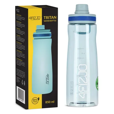 Produktbild von 4FIZJO 850 ml Sportflasche, Tritan, Wasserflasche, BPA-frei, auslaufsicher, Trinkaufsatz, blau