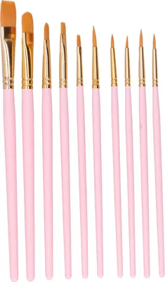 Image de set de 10 outils de peinture aquarelle pinceau-bâton-laine de nylon-gouache pour débutants (101R-rose mat)