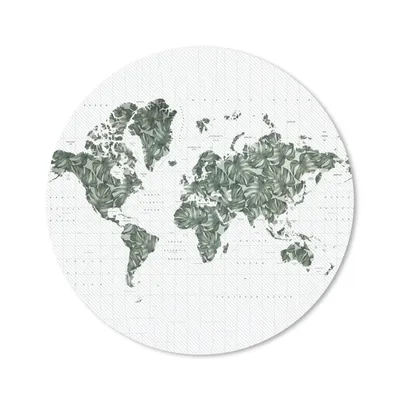 Produktbild von MuchoWow® Mauspad Mousepad Weltkarte - Grün - Blätter 30x30 cm - Mousepads - Maus Mat - Pad - Mausunterlage - Tischunterlage - Schreibtischmatten