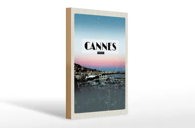 Produktbild von Holzschild Reise 20x30cm Cannes France Panorama Bild Urlaub