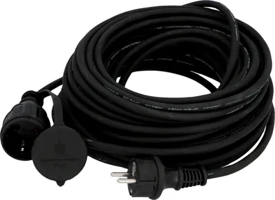 Produktbild von UNITEC Schutzkontakt-Gummi-Verlängerungskabel IP44, H05RR, 20m, sw