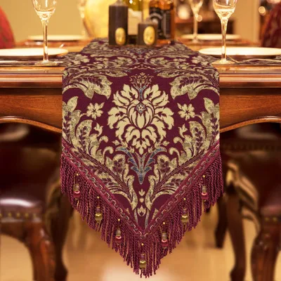 Produktbild von Luxuriärer Tischläufer mit Quasten 33 x 228 cm in Rot und Gelb