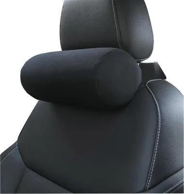 Image de Coussin de nuque en mousse à mémoire de forme Unyqoos® pour voiture et avion, coussin cervical rond, noir, avec sangle réglable, housse amovible, 1 pièce