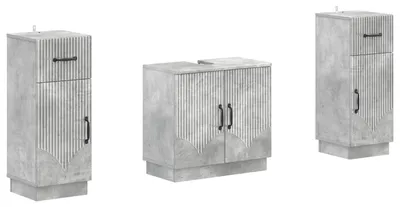 Immagine prodotto di vidaXL Set di due mobili da bagno HOORN, grigio cemento, materiale composito di legno