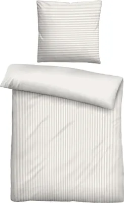 Produktbild von Traumhaft schlafen - Castell - Markenbettwäsche Baumwoll Satin Bettwäsche 0600882 STREIFEN color: grau, size: 1x 155x200 cm + 1x 80x80 cm