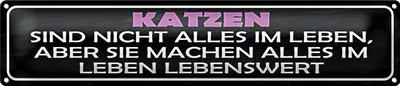 Produktbild von Blechschild Spruch 46x10cm Katzen nicht alles im Leben aber Dekoration
