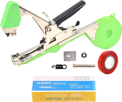 Image de Pince à lier verte pour plantes, Machine à lier les plantes Pince à lier Tapetool Machine à lier manuelle pour vignes Tomates Concombres, Machine à lier agricole Jardin