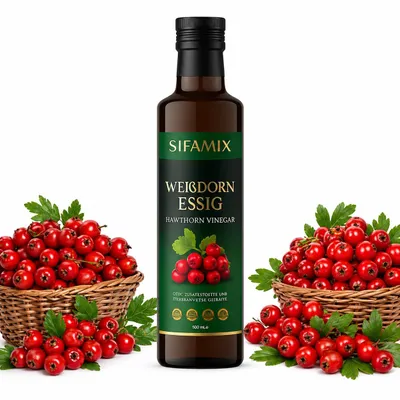 Produktbild von Weißdornessig 500ml, Hergestellt mit Weißdornfrüchten