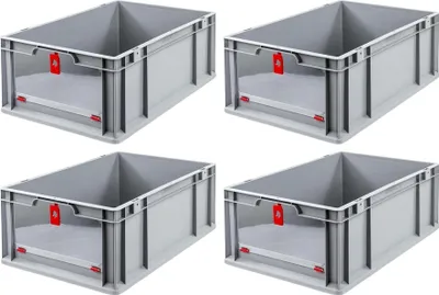Produktbild von SuperSparSet 4x Eurobox NextGen Insight Cover | HxBxT 22x40x60 | 44 Liter | Hoch/Rot | Eurobehälter, Transportbox, Transportbehälter, Stapelbehälter