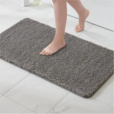 Immagine prodotto di Tappeto da bagno, tappetino antiscivolo, grigio, 70x120 cm, in microfibra, assorbente, lavabile in lavatrice
