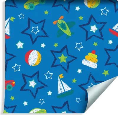 Produktbild von 10m VLIES TAPETE Rolle Kinderzimmer Autos Flugzeuge Sterne Segelboote XXL
