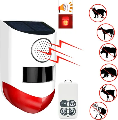 Produktbild von Solarbetriebener Kabelloser 433-MHz-Funk-Infrarot-Bewegungssensor Sirenendetektor Blitz 120 dB Wasserdichter PIR-Sensor-Alarm mit Fernbedienung