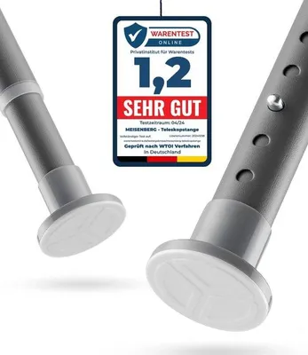 Image de Tringle de douche sans fil en acier inoxydable, Ø 25 mm, longueur 210-260 cm, gris