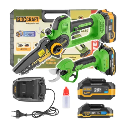 Obrázok produktu pre Sada akumulátorovej ručnej píly PKA35Li a nožníc na konáre ES25Li Procraft PA168SET