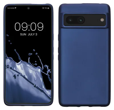 Produktbild von kwmobile Handyhülle für Google Pixel 7 Hülle - Silikon Case metallisch schimmernd - Schutzhülle Cover - Metallic Blau