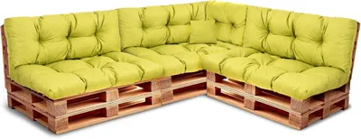 Produktbild von Best Wool rückenlehne für palettenkissen set, wetterfestes europaletten polster mit Polyurethanflockfüllung – limette 3×120x40, 3×120x80, 60x40, 40x40 cm