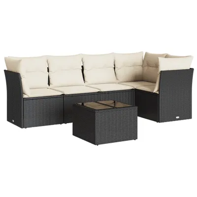 Produktbild von vidaXL 6-tlg. Garten-Sofagarnitur mit Kissen Schwarz Poly Rattan
