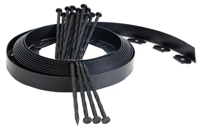 Flexible Kunststoff-Gartenkante, schwarz, 9,2 m, 4 cm hoch + 30 Nägel