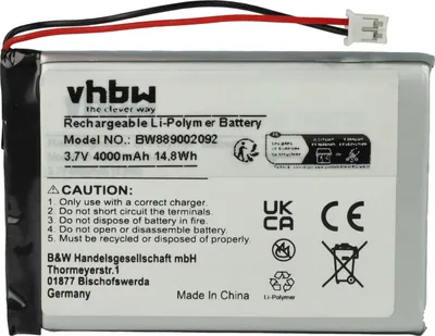 Produktbild von vhbw Akku für diverse Geräte (4000mAh, 3,7V, Li-Polymer) 1x Zellen, 7,1 x 4,9 x 0,8 cm