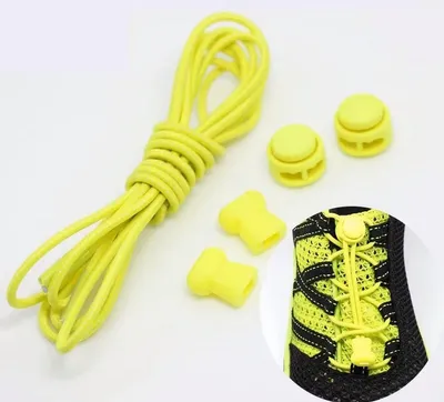 Image de CHPN - Lacets - Lacets élastiques - Lacets avec fermoir - Universels - 1 paire - Jaune fluorescent - Lacets élastiques - Lacets avec fermoir