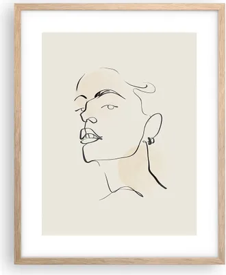 Produktbild von Gerahmtes Poster - Rahmen in heller Eiche - Minimalismus Porträt Linie - 40x50 cm - Wand Bild - Wanddeko - Wandbilder - Kunstposter - Wandposter - Bilderrahmen - Bilder - Kunstdruck - P2NPA40x50-4815