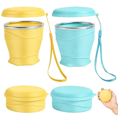 Image de Gobelets pliables en silicone, 260 ml, lot de 2, flexibles, légers, idéaux pour les déplacements