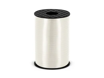 A roll of white ribbon on a white background.