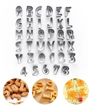 Produktbild von Stahlkugeln - Alphabet- und Ziffernformen - Set aus 35 Teilen - Formformen