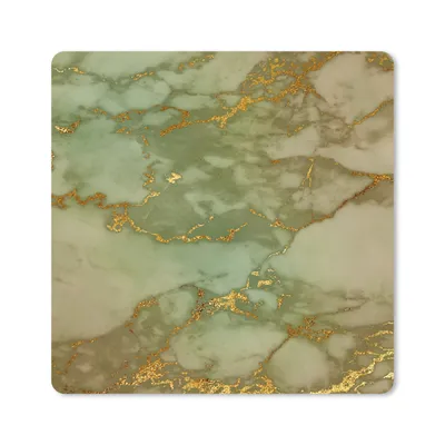 Produktbild von MuchoWow® Mauspad Mousepad Marmor - Muster - Grün - Gold 20x20 cm - Mousepads - Maus Mat - Pad - Mausunterlage - Desk Mat - Bureauartikeln