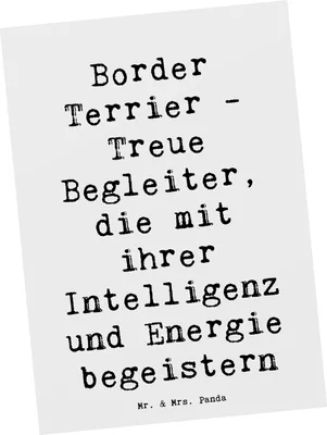 Produktbild von Mr. & Mrs. Panda Grußkarte Spruch Border Terrier Freunde - Weiß - Geschenk, Postkarten, liebenswert, Ansichtskarten, Gefährten für Familien, kunstkarte, Hunderassen