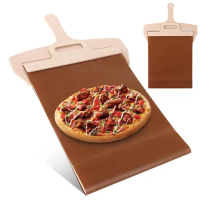 Produktbild von 2 Pizzaschieber – 58 x 30 cm mit Griff und Backfolie – Antihaftbeschichtung
