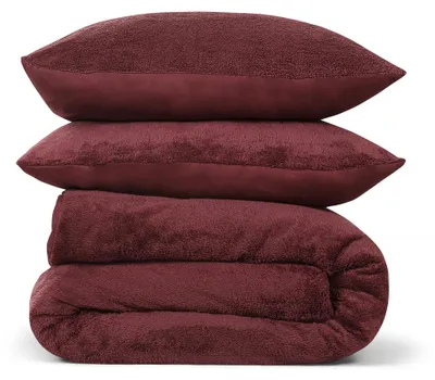 Productafbeelding van Teddy Fleece Dekbedovertrek Lits Jumeaux 240x220 cm met 2 Kussenslopen