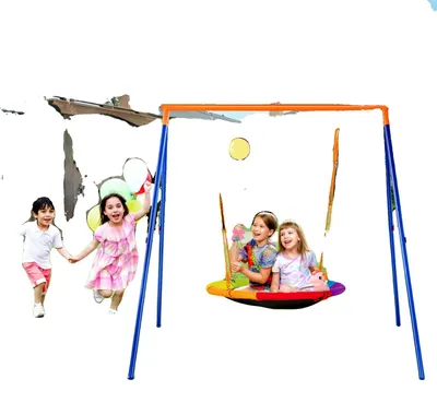 Produktbild von VEVOR Schaukeln für den Garten, 200 kg Tragfähigkeit Schaukelsystem, 40" Teller-Schaukel mit robustem A-Rahmen aus Metall und verstellbarem Seil, einfach zu montieren, Außenschaukel für Kinder, Stoff 1-Person Sitz