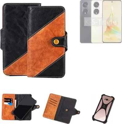 Produktbild von K-S-Trade Handyhülle Schutzhülle Bookstyle Case Wallet-Case kompatibel mit Oppo Reno8 T Handy Cover Bumper Klapphülle schwarz hellbraun 1x