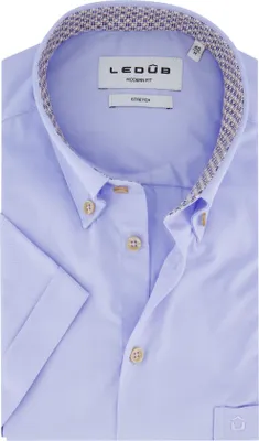 Produktbild von Ledub Hemd mit kurzen Ärmeln blau Stretch-Baumwolle normale Passform