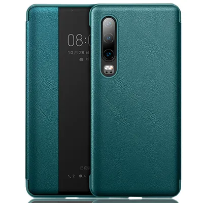 Obrázek produktu pro Huawei P30 Pouzdro, Slim Business Smart View Inteligentní Wake up/Sleep Flip Kožený Kryt Ochranný Obal pro Huawei P30 zelené