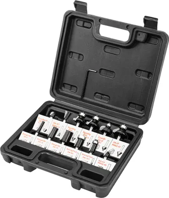 Produktbild von Fräsersatz 12 tlg. VERTO mit 6 mm Shaft | Oberfräsen-Set (für Holz, Hohlkehlfräser, Zubehör für Oberfräsen) | Sintercarbid Holzfräser | Schaft Oberfrä