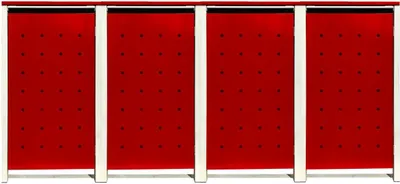 Produktbild von 4 Tailor Mülltonnenboxen Basic für 120 Liter Tonnen / Stanzung 6 / Rot / Grau