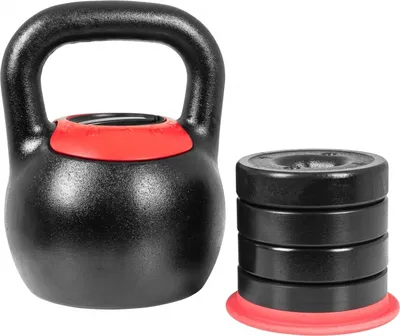 Produktbild von GORILLA SPORTS® Kettlebell - Verstellbare, 16 kg mit 4 Wechselgewichte, Gusseisen - Rundgewicht, Adjustable Kugelhantel, Kugelgewicht, Schwunghantel, Krafttraining Gewichten