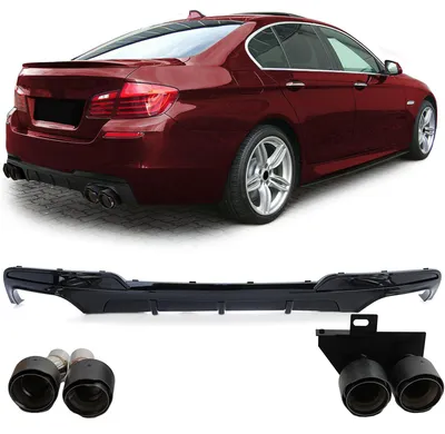 Für BMW F10 F11 2010-2017 Stoßstange Heckdiffusor Schwarz Glanz + Carbon Endrohr in der Farbe Schwarz von Carparts-Online GmbH