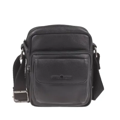 Produktbild von Greenburry Leder Umhängetasche 18x20cm Basic schwarz