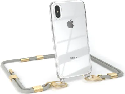 Produktbild von EAZY CASE Handykette für Apple iPhone XS Max, Transparente Silikonhülle mit Band, Clear Case, abnehmbar in  Beige