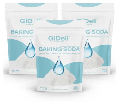 Zdjęcie produktu dla GiDeli Natron Pulver 3x1kg (3kg) Soda oczyszczona E500ii Natriumbicarbonat